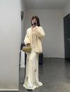 SWAYING 24 Autumn and Winter Crochet Splicing Suspender Long Skirt SW-SW24AW2L08-BAI White